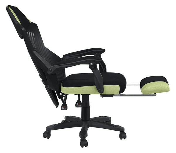 Scaun gaming JORIK NEW, negru/verde, plasa/plastic, 60x65x108/118 cm
