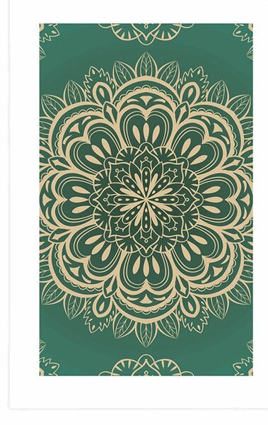 Poster cu passepartout Mandala pe fundal turcoaz