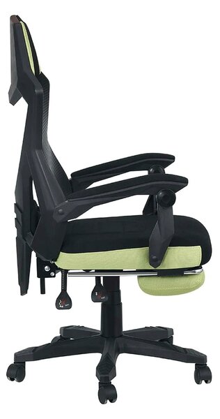Scaun gaming JORIK NEW, negru/verde, plasa/plastic, 60x65x108/118 cm