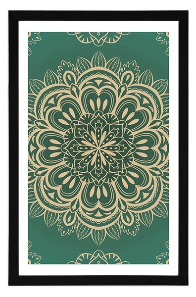 Poster cu passepartout Mandala pe fundal turcoaz
