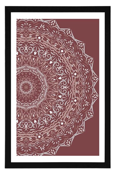 Poster cu passepartout Mandala în stil vintage în nuanță de roz