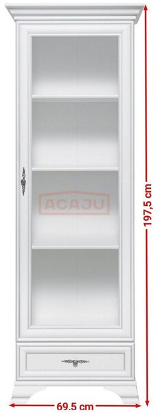 Vitrina IDENTO, alb, PAL/sticla, 70x44x198 cm