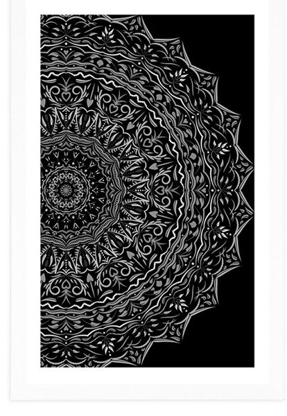 Poster cu passepartout Mandala în stilul vintage în design alb-negru