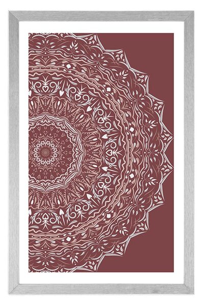 Poster cu passepartout Mandala în stil vintage în nuanță de roz