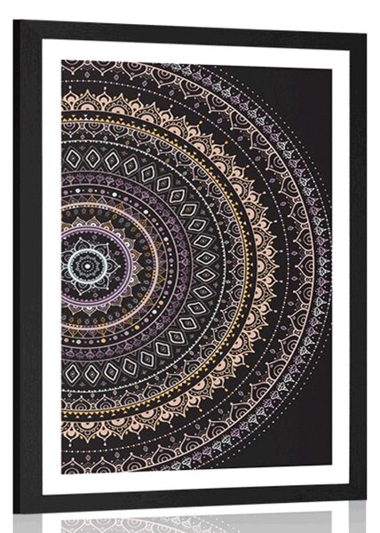Poster cu passepartout Mandala cu model de soare în nuanțe mov