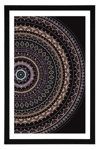 Poster cu passepartout Mandala cu model de soare în nuanțe mov