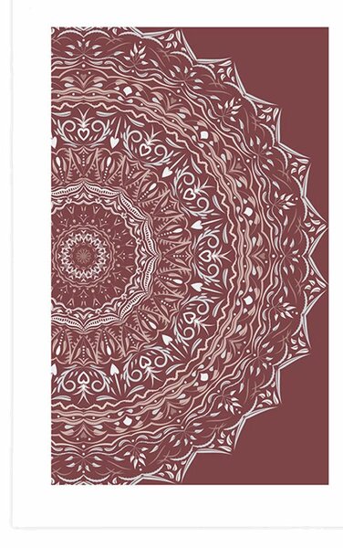 Poster cu passepartout Mandala în stil vintage în nuanță de roz