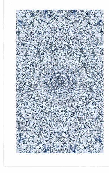 Poster cu passepartout Mandala decorativă detaliată în culoarea albastră