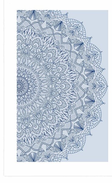 Poster cu passepartout Mandala detaliată în culoarea albastră