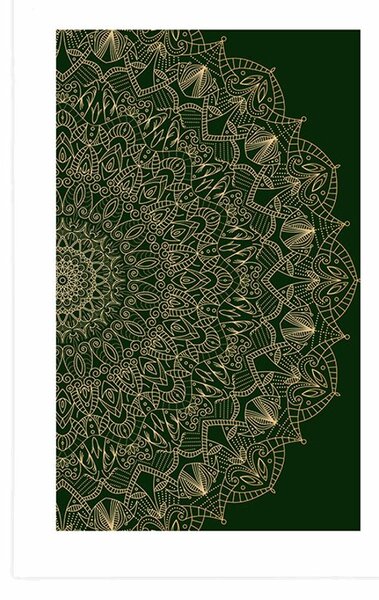Poster cu passepartout Mandala decorativă detaliată în culoarea verde