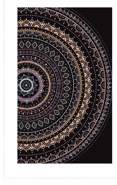 Poster cu passepartout Mandala cu model de soare în nuanțe mov