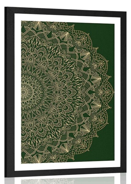 Poster cu passepartout Mandala decorativă detaliată în culoarea verde