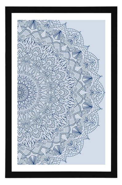 Poster cu passepartout Mandala detaliată în culoarea albastră