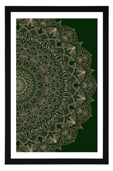 Poster cu passepartout Mandala decorativă detaliată în culoarea verde