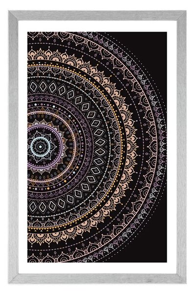 Poster cu passepartout Mandala cu model de soare în nuanțe mov