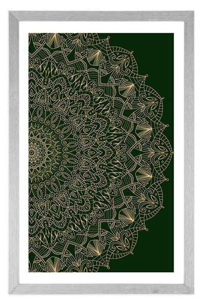 Poster cu passepartout Mandala decorativă detaliată în culoarea verde