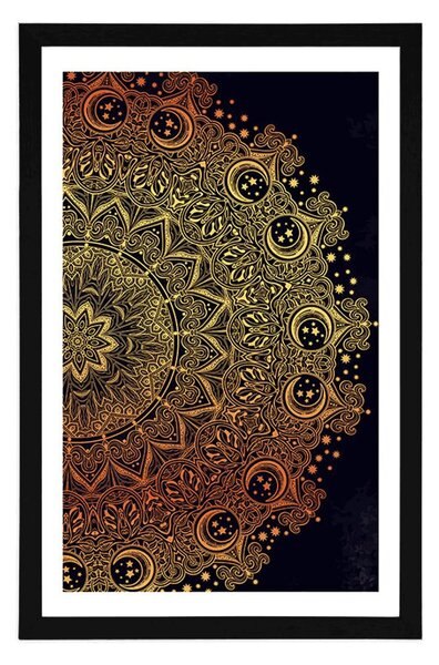 Poster cu passepartout Mandala orientală aurie