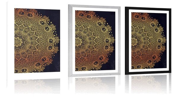 Poster cu passepartout Mandala orientală aurie