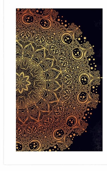 Poster cu passepartout Mandala orientală aurie