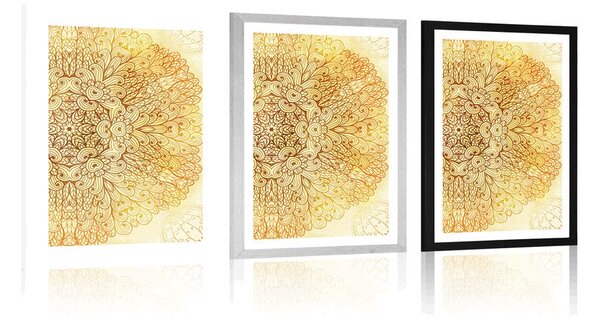 Poster cu passepartout Mandala etnică de aur