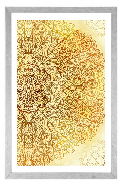 Poster cu passepartout Mandala etnică de aur