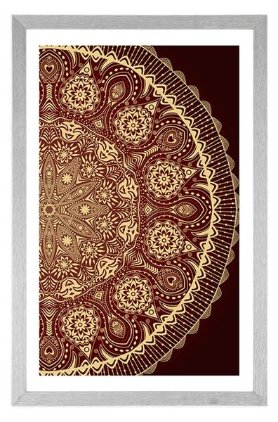Poster cu passepartout Mandala ornamentală cu dantelă în culoarea vișinie