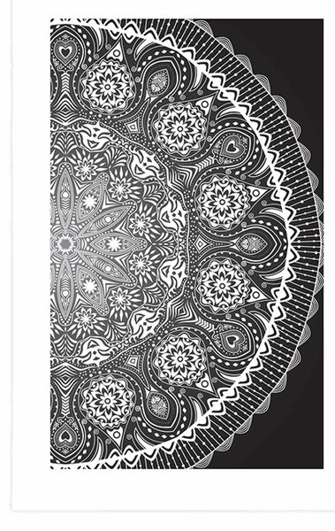 Poster cu passepartout Mandala ornamentală cu dantelă în design alb-negru