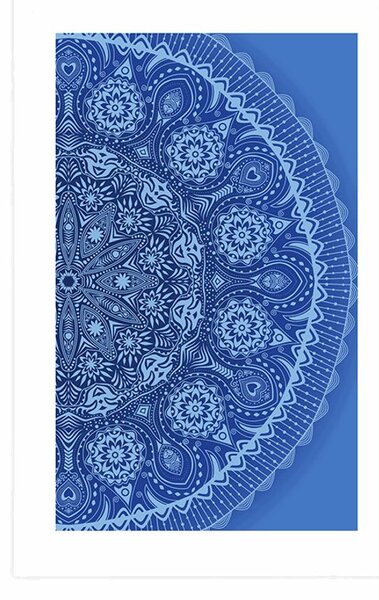 Poster cu passepartout Mandala ornamentală cu dantelă în culoarea albastră