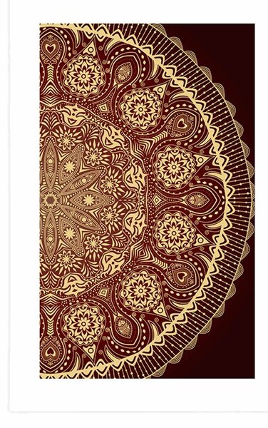 Poster cu passepartout Mandala ornamentală cu dantelă în culoarea vișinie