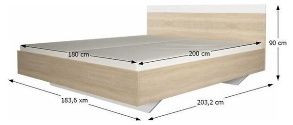 Set dormitor GABRIELA NEW, stejar sonoma/alb, DTD laminat/metal, cu pa