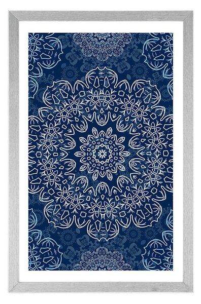 Poster cu passepartout Mandala albastră cu model abstract