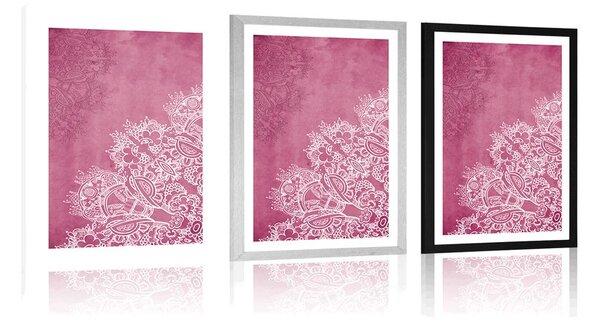 Poster cu passepartout elementele unei Mandale florale