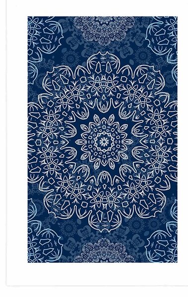 Poster cu passepartout Mandala albastră cu model abstract