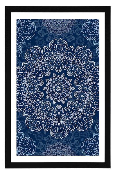 Poster cu passepartout Mandala albastră cu model abstract