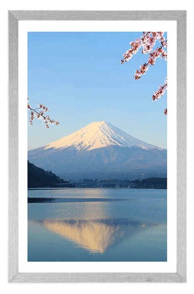 Poster cu passepartout vedere din lac la Fuji