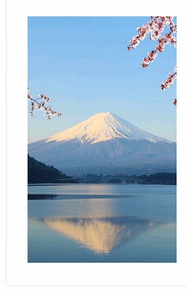 Poster cu passepartout vedere din lac la Fuji