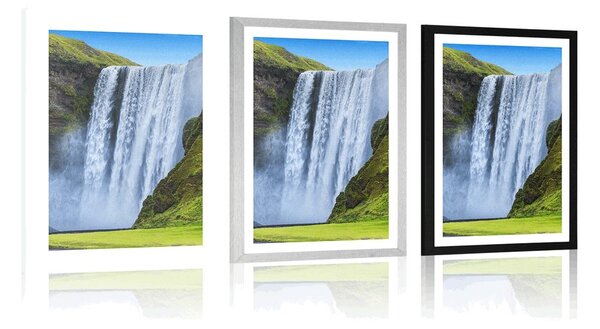 Poster cu passepartout cascadă emblematică în Islanda