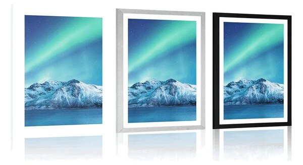 Poster cu passepartout aurora polară arctică