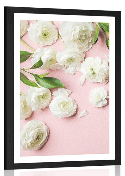Poster cu passepartout trandafiri în design romantic