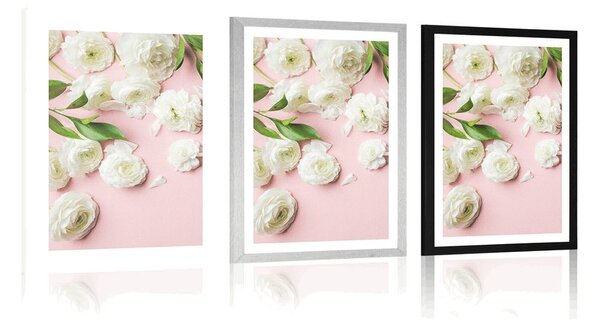 Poster cu passepartout trandafiri în design romantic