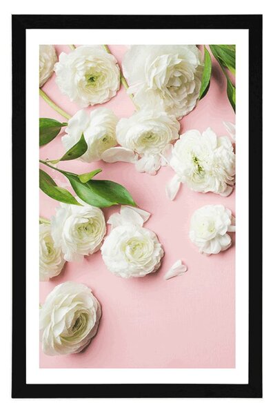 Poster cu passepartout trandafiri în design romantic
