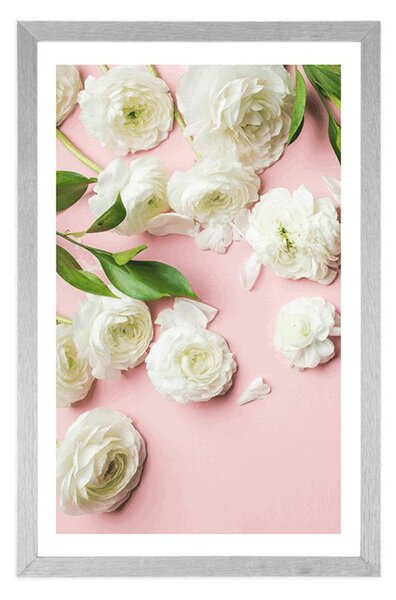 Poster cu passepartout trandafiri în design romantic