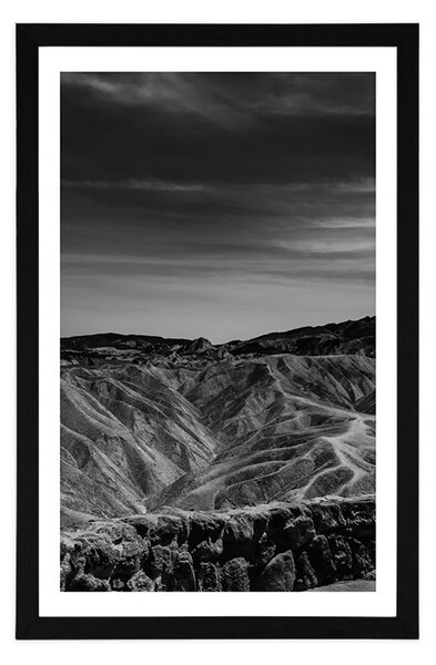 Poster cu passepartout parcul Național Death Valley în design alb-negru