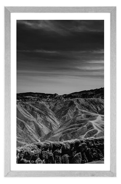 Poster cu passepartout parcul Național Death Valley în design alb-negru