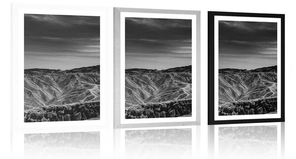 Poster cu passepartout parcul Național Death Valley în design alb-negru