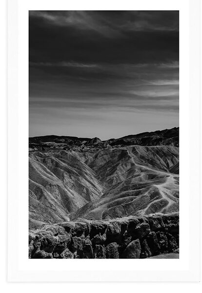 Poster cu passepartout parcul Național Death Valley în design alb-negru