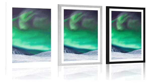 Poster cu passepartout aurora polară pe cer
