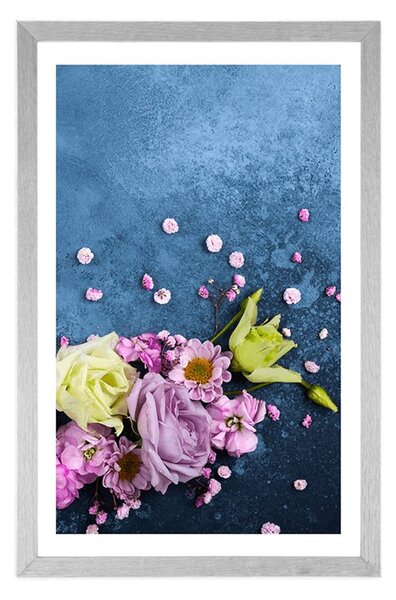 Poster cu passepartout flori abstracte