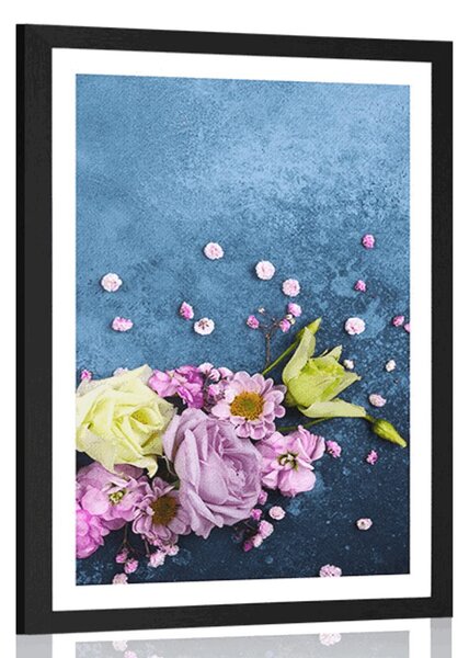 Poster cu passepartout flori abstracte