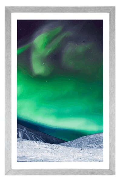 Poster cu passepartout aurora polară pe cer